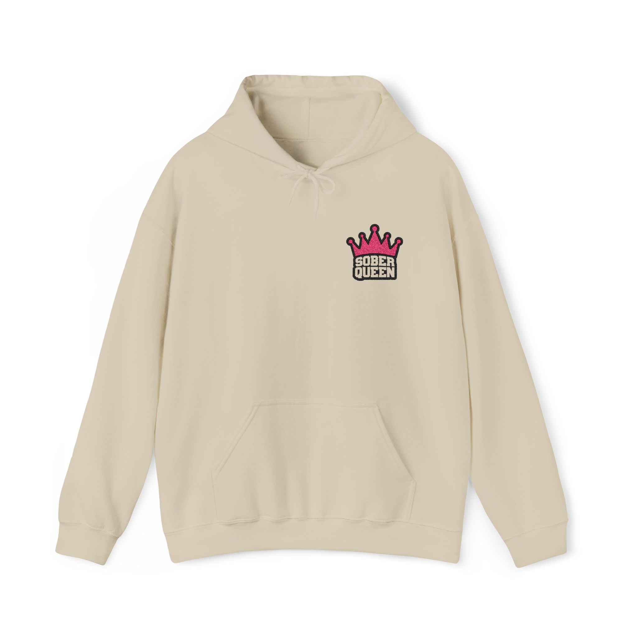 Sudadera unisex con capucha y mezcla pesada Heavy Blend™ con bordado 'SOBERQUEEN'