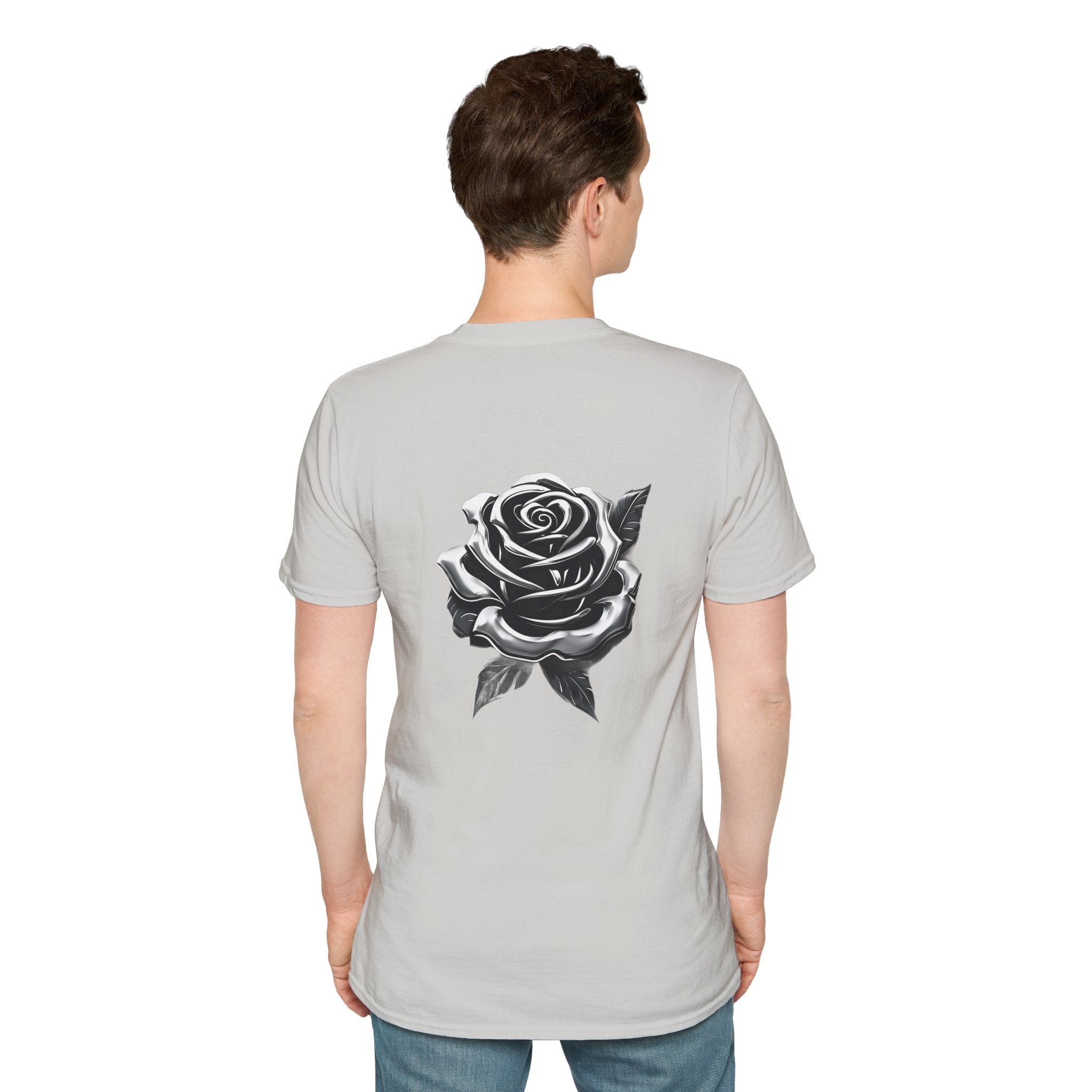 Camiseta unisex de algodón 100 % de color oscuro y estilo suave con estampado en la espalda 