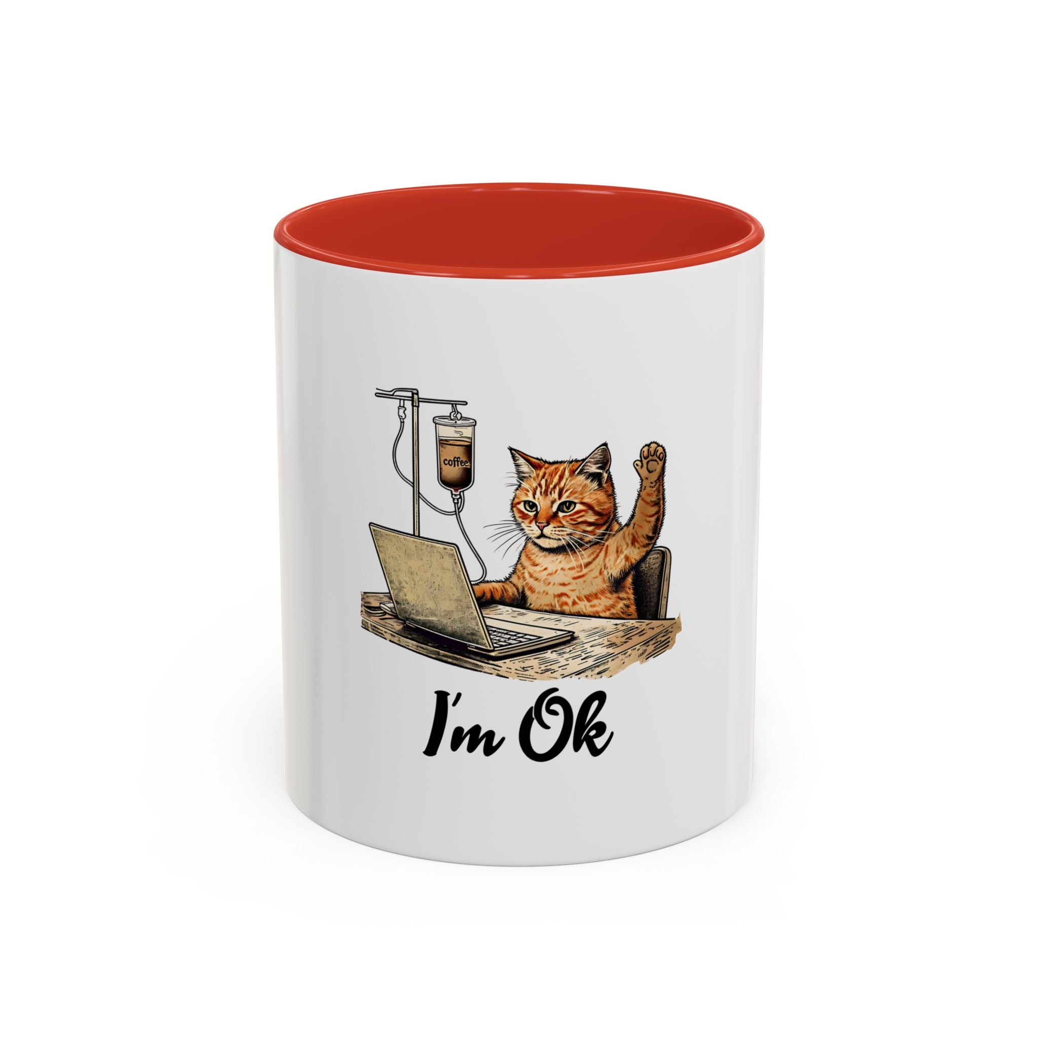 Taza de cerámica para supervivencia de escritorio: asa antiderrames de 11 oz/15 oz para guerreros del teclado