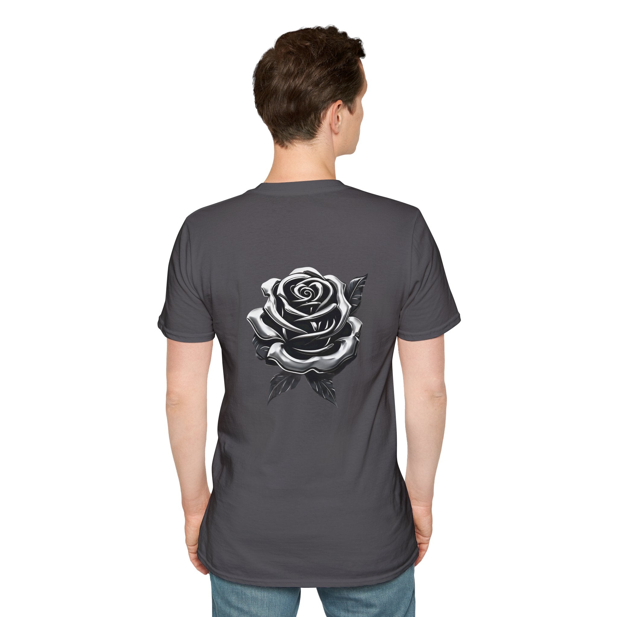 Dark Color 100% Cotton Unisex Softstyle T-Shirt With Pattern on The Back