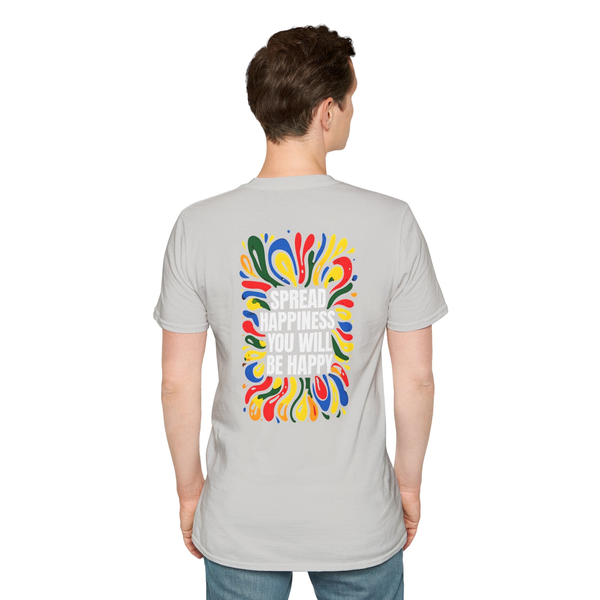 Dark Color 100% Cotton Unisex Softstyle T-Shirt With Pattern on The Back