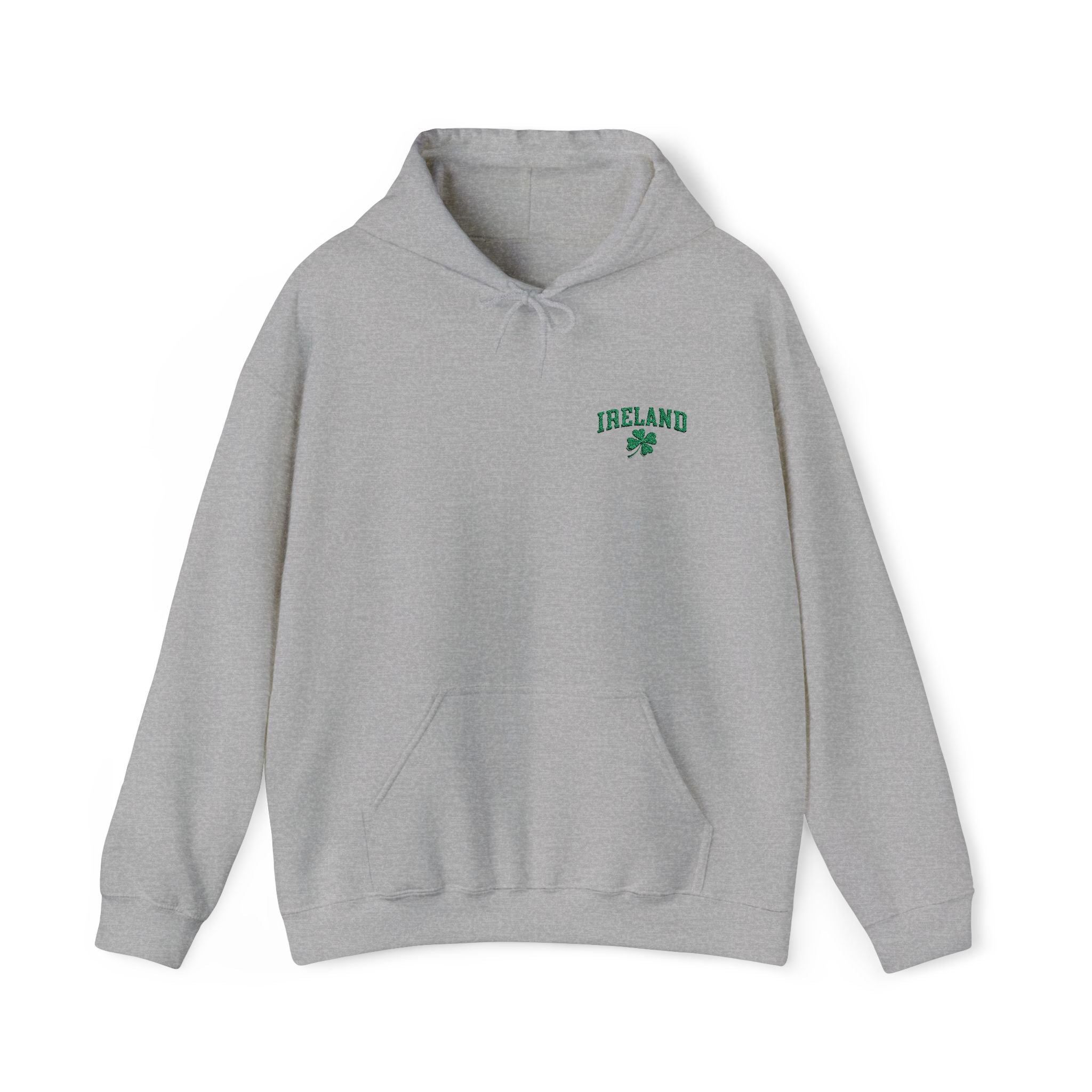 Sudadera unisex con capucha y bordado de trébol de cuatro hojas de mezcla pesada de moda para el día de San Patricio