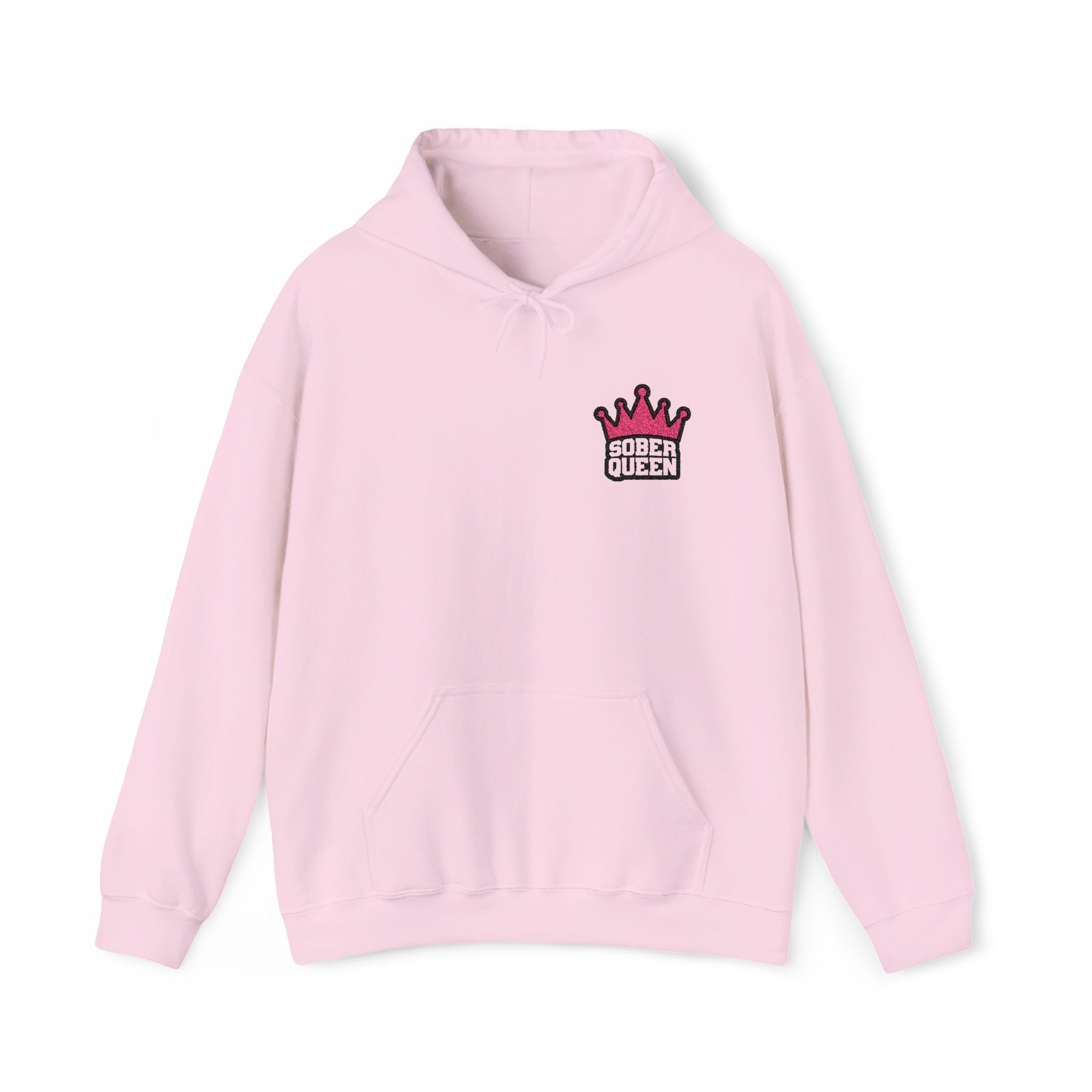 Sudadera unisex con capucha y mezcla pesada Heavy Blend™ con bordado 'SOBERQUEEN'