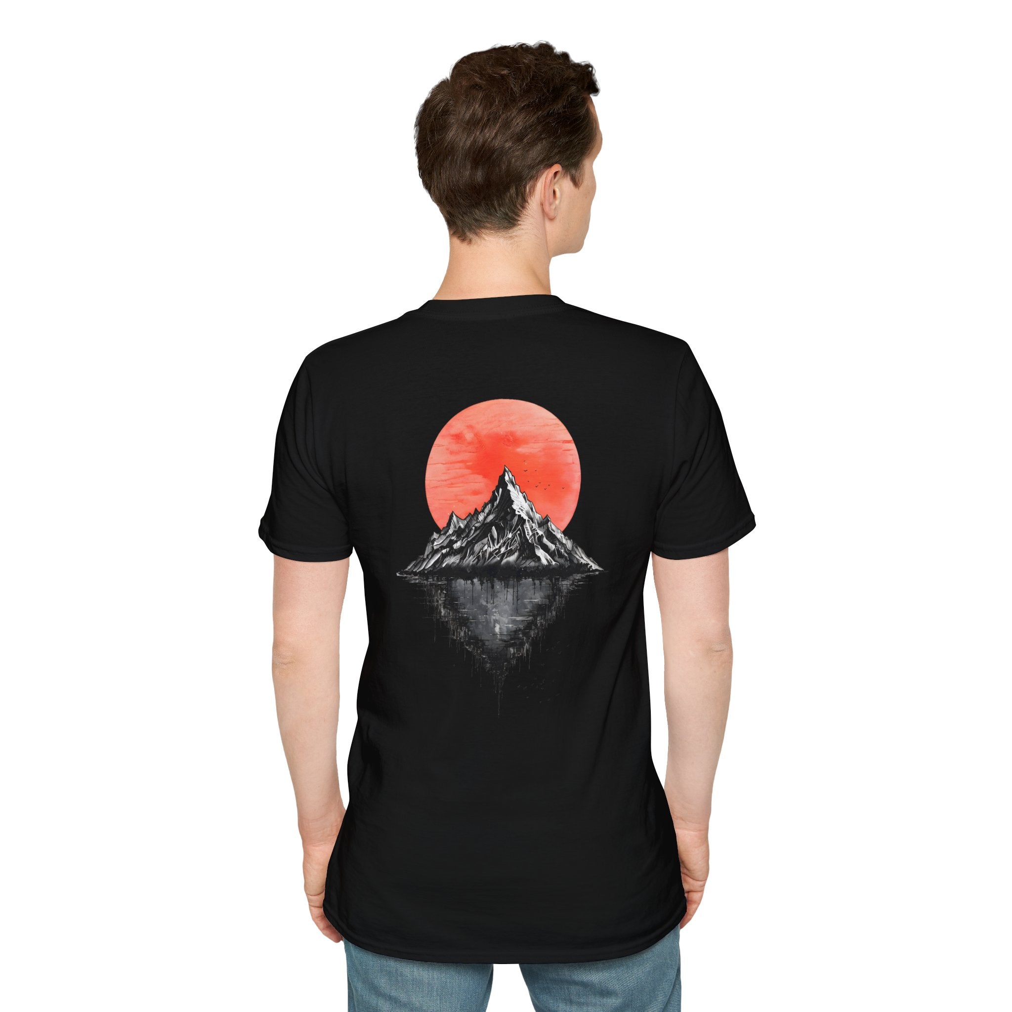 Dark Color 100% Cotton Unisex Softstyle T-Shirt With Pattern on The Back