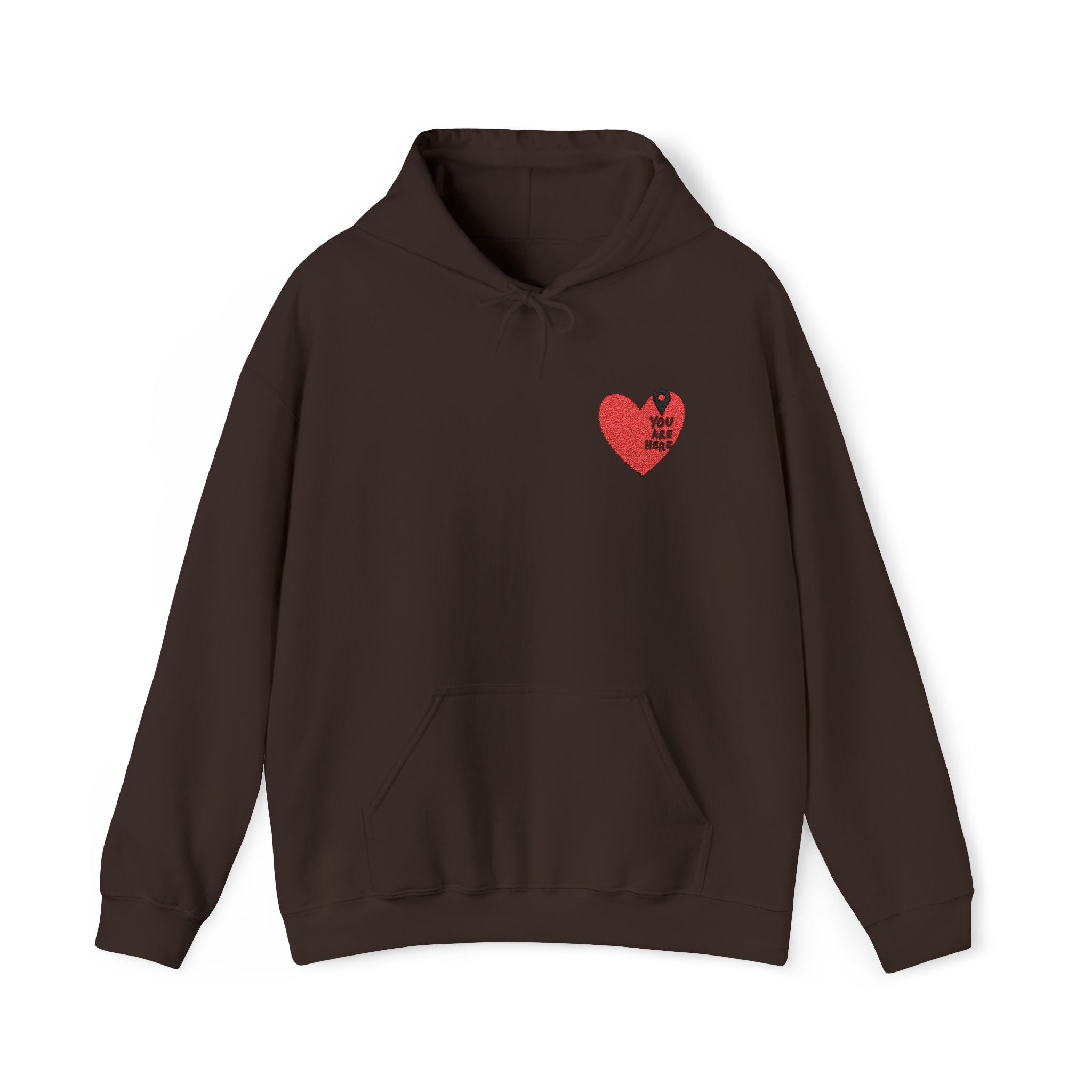 Sudadera unisex con capucha Heavy Blend™ y bordado "YOU ARE HERE"